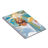 Glücklicher Jesus mit einem glühenden Cross Journa Notizblock (Rechte Seite)