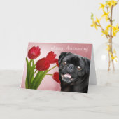 Glücklicher Jubiläum-Mops-Grußkarte Karte (Gelbe Blume)