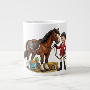 Glücklicher Junger Reiter Mit Schönem Pferd Cartoo Jumbo-Tasse