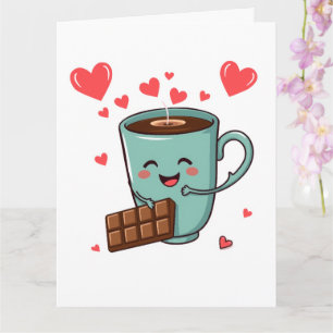 Glücklicher Kaffee & Schokolade – Süßes Valentinst Karte