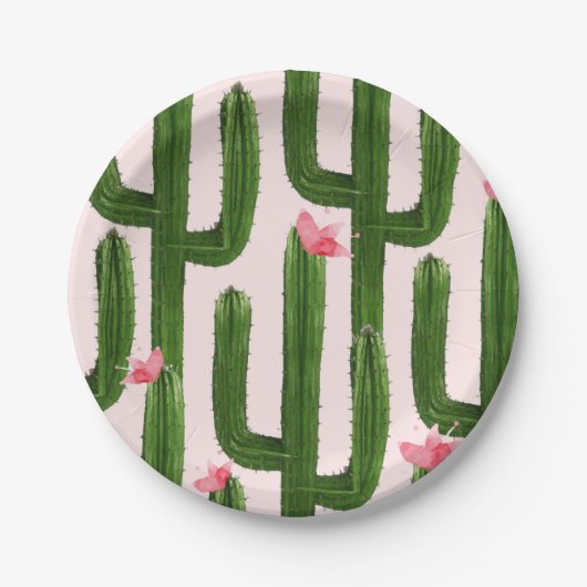 Glücklicher Kaktus-Pappteller 7" Pappteller (Vorderseite)