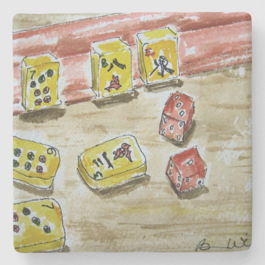 Glücklicher Kalkstein-Untersetzer Steinuntersetzer (Vorderseite)