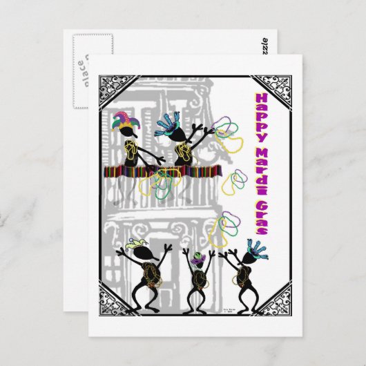 Glücklicher Karneval--Balkon-Szene Postkarte (Vorne/Hinten)