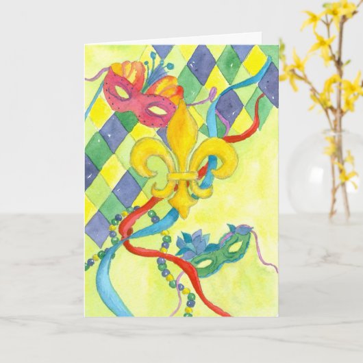 Glücklicher Karneval-LilieWatercolor Karte (Gelbe Blume)