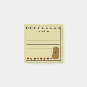Glücklicher Kartoffel Zeitplan Gelb Post-it Klebezettel