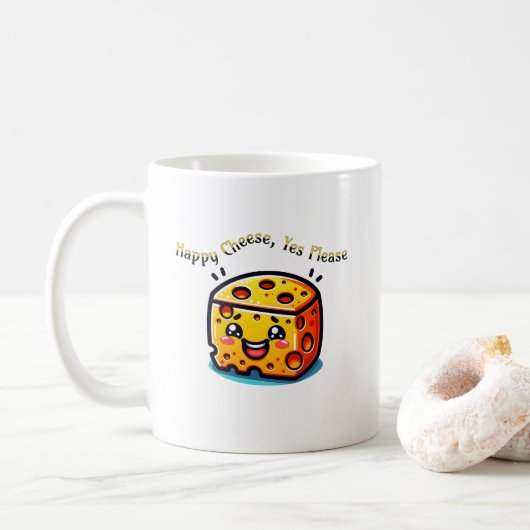 Glücklicher Käse, ja, bitte Kaffeetasse (Mit Donut)