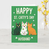 Glücklicher Katzen-Tag Ehemann Karte (Gelbe Blume)