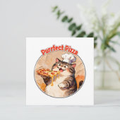 Glücklicher Katzenkoch mit Pizza Dankeskarte (Stehend Vorderseite)