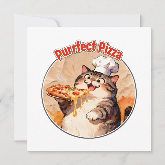 Glücklicher Katzenkoch mit Pizza Dankeskarte (Vorderseite)