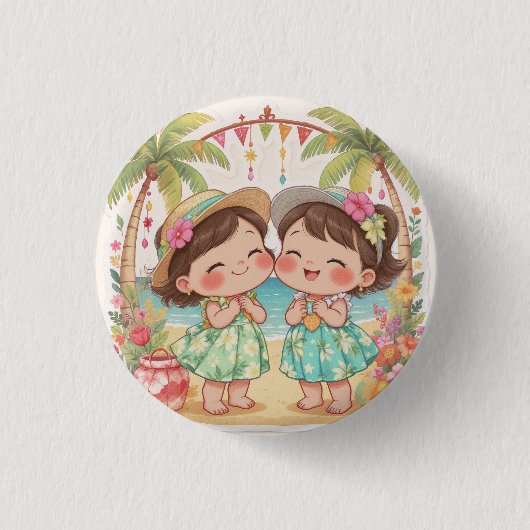 GLÜCKLICHER KAWAII HAWAI-BUTTON BUTTON (Vorderseite)