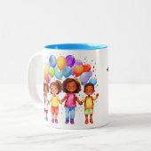 Glücklicher Kindertag Zweifarbige Tasse (Vorderseite Links)