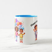 Glücklicher Kindertag Zweifarbige Tasse (Mittel)