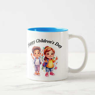 Glücklicher Kindertag Zweifarbige Tasse