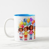 Glücklicher Kindertag Zweifarbige Tasse (Links)