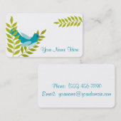 Glücklicher kleiner blauer Vogel u. Telefonnummerkarte (Vorne/Hinten)