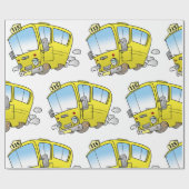Glücklicher kleiner gelber Schulbus Geschenkpapier (Flach)