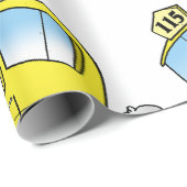 Glücklicher kleiner gelber Schulbus Geschenkpapier (Rolleneckpunkt)