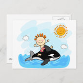 glücklicher kleiner Junge, der im Cartoon schwimmt Postkarte (Vorne/Hinten)
