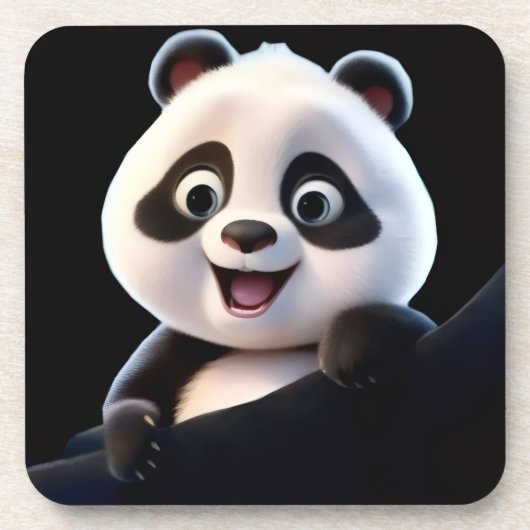 Glücklicher kleiner Panda Getränkeuntersetzer (Vorderseite)