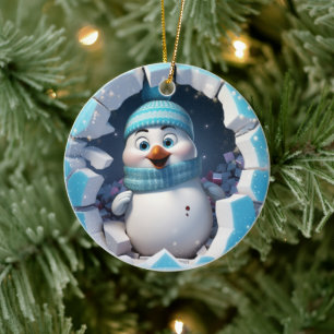 Glücklicher kleiner Pinguin, der den Winter genieß Keramik Ornament