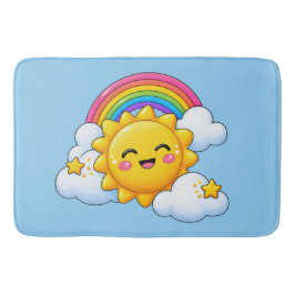 Glücklicher kleiner Sonnenschein, Regenbogen & Ste Badematte