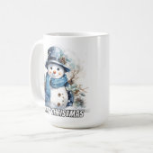 Glücklicher kleiner Winter-Schneemann Kaffeetasse (Vorderseite Links)
