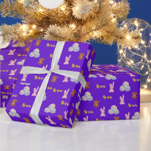 Glücklicher Kleinkind-Geburtstag lila Geschenkpapier