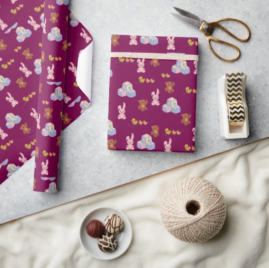 Glücklicher Kleinkind-Geburtstag weinfarben Geschenkpapier (Basteln)