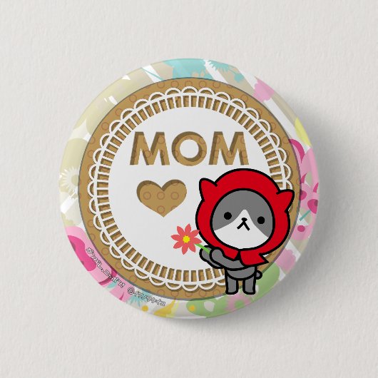 Glücklicher Knopf der Tag der Mutter - Miezekatze Button (Vorderseite)