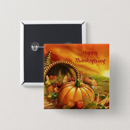 Glücklicher Knopf des Erntedank-2 Button (Vorne & Hinten)