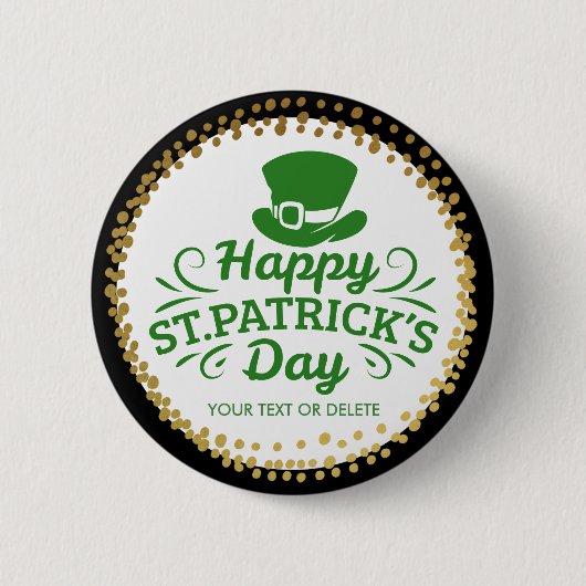 Glücklicher Kobold-Hut-Gewohnheits-Text St. Button (Vorderseite)