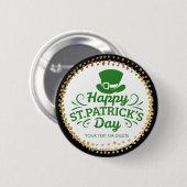 Glücklicher Kobold-Hut-Gewohnheits-Text St. Button (Vorne & Hinten)