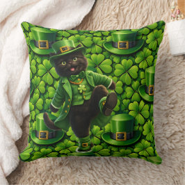 Glücklicher Kobold schwarze Katze St. Patrick's Da Kissen