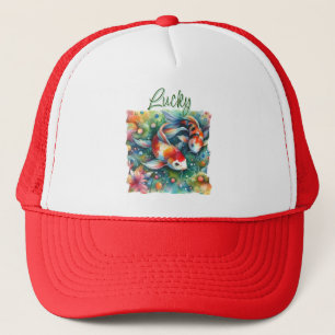 Glücklicher Koi-Fisch Whimsical Watercolor Persona Truckerkappe