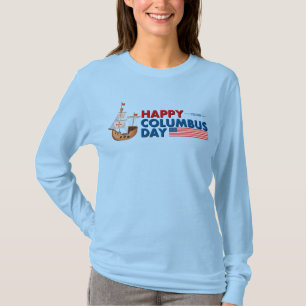 Glücklicher Kolumbustag Frauen Segelschiff Langarm T-Shirt