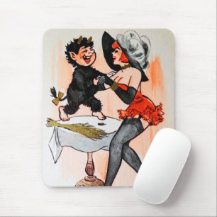 Glücklicher Krampus mit verführerischer Vintage-We Mousepad
