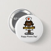 Glücklicher Krankenschwester-Tagesknopf - Button (Vorne & Hinten)