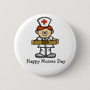 Glücklicher Krankenschwester-Tagesknopf-männlich Button
