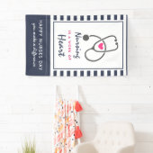 Glücklicher Krankenschwester-Taggraue Stethescope Banner (Insitu)