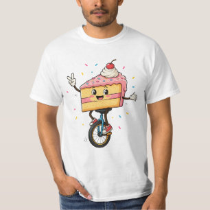 Glücklicher Kuchen auf einem Einrad T-Shirt