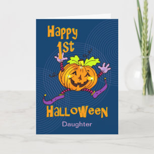 Glücklicher Kürbis Tochter-1. Halloweens Karte