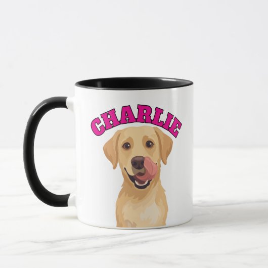 Glücklicher Labrador leckt Nase Tasse (Links)