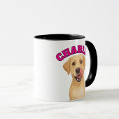 Glücklicher Labrador leckt Nase Tasse (VorderseiteRechts)