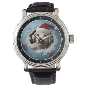 Glücklicher Labrador Retriever Welpe Winterurlaub  Armbanduhr