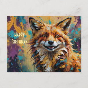 Glücklicher lächelnder Fuchs - Alles Gute zum Gebu Postkarte