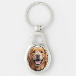 Glücklicher lächelnder Golden Retriever Hund Schlüsselanhänger