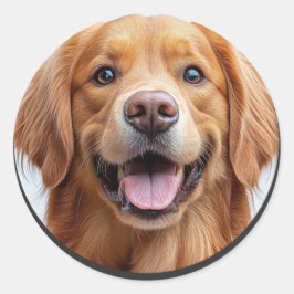 Glücklicher lächelnder Golden Retriever Runder Aufkleber