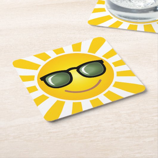 Glücklicher lächelnder Sun Rechteckiger Pappuntersetzer (angewinkelt)