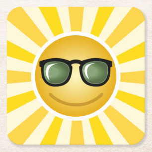 Glücklicher lächelnder Sun Rechteckiger Pappuntersetzer
