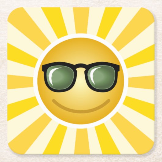 Glücklicher lächelnder Sun Rechteckiger Pappuntersetzer (Vorderseite)